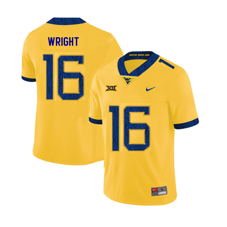2019 Men #16 Winston Wright West Virginia Mountaineers College Football Jerseys Sale-Yellow - Click Image to Close